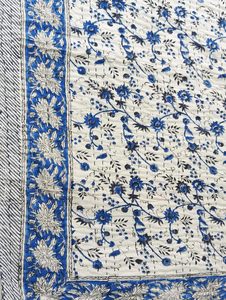 Nueva y Hermosa Colcha Kantha Blanca con Estampado a Mano, Colcha de Algodón Hecha a Mano con Diseño de Palmeras Indias, Reversible, de Alta Calidad, Disponible en Todos los Tamaños - Product Image 4