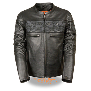 Men's Black PU Leather Biker <b>Jacket</b> <b>with</b> <b>Zipper</b> Closure <b>Pockets</b> Stand Collar Casual Winter Front Windproof - Product Image 4