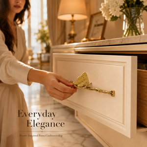 Luxury Brass Butterfly Branch <b>Drawer</b> Handle Decorative Cabinet <b>Pull</b> Premium Furniture Hardware for Wardrobes <b>Drawers</b> Cabinets - Product Image 3
