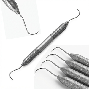 Sonda de diagnóstico dental PQ2N6 de doble punta, con codificación por colores y diseño bifurcado. Nabers. ergonómico, acero satinado ™ manivela. - Product Image 1