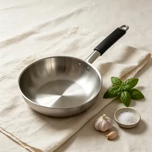 Stainless Steel Saute <b>Pan</b> Round Durable Minimalist Design Hand Wash Only No Coating General Use for Gas and <b>Induction</b> Cooker - Product Image 5