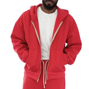 Ensemble de survêtement d'hiver pour homme, 100% coton écologique, rouge, à capuche, style streetwear, manches longues, couleur unie, sweat-shirt décontracté, jogging - Product Image 5