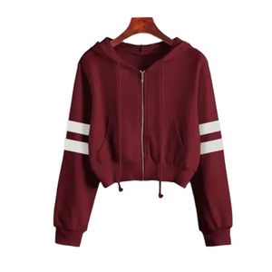 Sweats à capuche et sweats pour femmes fermeture éclair haut court personnalisé fermeture éclair coton 100% polaire dames réfléchissant fermeture éclair complète à capuche femmes - Product Image 1