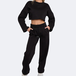 Custom Nylon Tracksuit Waterproof Windbreaker Ladies OEM <b>Crop</b> Hoodie Gym Workout Tracksuit for Women's Wholesale Customized - Product Image 2