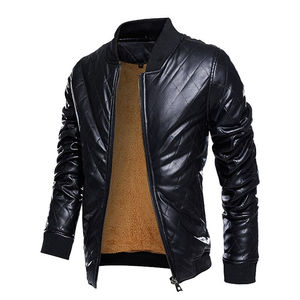 Lightweight Men's Genuine Leather Jacket with Stand Collar and <b>Fur</b> <b>Trim</b> Waterproof Breathable Lining for Winter Season - Product Image 6
