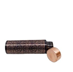 Bouteille d'eau en cuivre faite à la main, texture bulle, gobelet à boire avec couvercle, à boire directement, grande capacité portable pour les repas en plein air - Product Image 2
