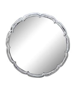 Round Shabby Chic Wooden Wall <b>Mirror</b> with Scalloped Edge Decorative Frame 4.0 mm Thickness - Product Image 1