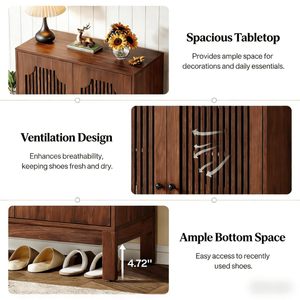 Mobile Portascarpe Moderno in Legno Massello con Ripiani Regolabili per Arredamento Casa - Product Image 5