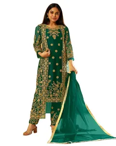 优质2022最新设计批发巴基斯坦女士shalwar kameez定制颜色尺寸最佳拼接质量