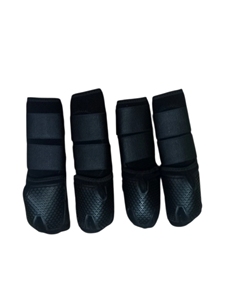Botas de neopreno negras para caballos, protectoras de tendones para exteriores, producto para el cuidado equino, juego de cuatro, con dos botas delanteras y dos traseras. - Product Image 1