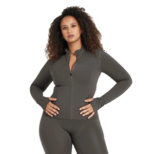 Séchage rapide à manches longues Yoga Fitness veste col haut fermeture éclair sport entraînement veste haut femmes veste et manteau - Product Image 1