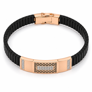18KT Gold <b>Black</b> Ceramic Diamond Accent Link Bracelet for Men High <b>Polish</b> Modern Luxury Wedding Party Daily Wear Gift Jewelry - Product Image 5