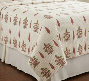 Hand Block Printed 100% Cotton Traditional Kantha <b>Quilt</b> Reversible Floral Design All-Season Neutral Style Home <b>Bedding</b> 60x90 - Product Image 6