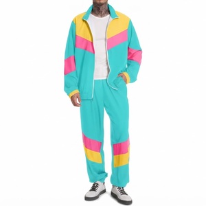 Custom Tech Fleece Winter Windbreaker Men Tracksuit Set Retro Hooded <b>Jacket</b> Pants Turquoise Pink Yellow Color Block <b>Shell</b> <b>Suit</b> - Product Image 1