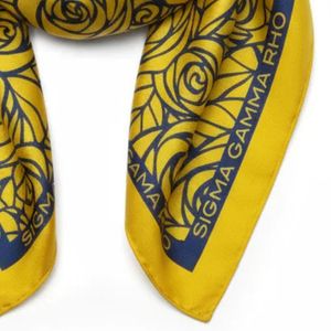 Écharpe florale Sigma Gamma Rho bleu et or, écharpe de sororité grecque, imprimé rose, élégante, légère, accessoire de mode - Product Image 3