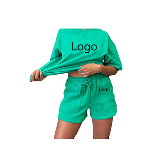 Women's Summer 2-Piece Casual <b>Set</b>-<b>Short</b> Solid <b>Top</b> & Above Knee <b>Shorts</b> Lightweight 100% Cotton Women <b>Set</b> - Product Image 4