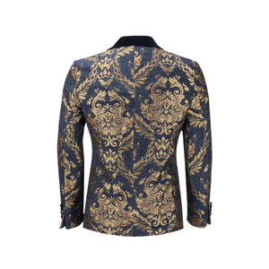 Traje de esmoquin de lujo para hombre, jacquard transpirable, con solapa tipo chal, corte ajustado, dos piezas, formal para bodas y fiestas, con logo frontal, OEM ODM, venta al por mayor - Product Image 3