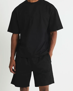 New Customizable Breathable Summer T-Shirt Satin Polyester Shorts <b>Set</b> Crew Neck Seamless Fusing Heat-Transfer Printed Men's - Product Image 3