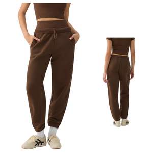 Pantalones Deportivos de Felpa para Mujer, Cintura Alta, Logotipo Personalizado, Mezcla de Algodón, Estilo Urbano, Pantalones de Chándal, Venta al Por Mayor OEM - Product Image 1