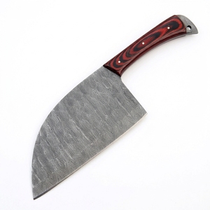 Cuchillo de carnicero ambidiestro hecho a mano de acero de Damasco con mango de madera y bolster, para cocina, cortar carne y huesos, directo de fábrica - Product Image 1