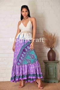 Bohemian Vintage Recycle Silk Patchwork <b>Long</b> <b>Skirt</b> Comfortable Barcelona Style <b>Skirt</b> For Daily Wear Buy Direct From Manufacturer - Product Image 5