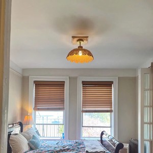 Abat-jour en rotin brun foncé, artisanal, design moderne, tissé vintage avec accent en nœud, idéal pour la décoration de la maison et des hôtels. - Product Image 4