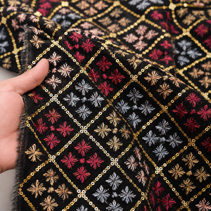 Velvet Embroidered Fabric For Abaya Kaftan Modest Wear Gulf UAE Designer Garment Textile Export Quality <b>Material</b> For Fashion Hub - Product Image 3
