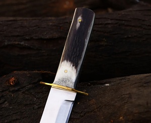 Couteau de chasse à lame fixe en acier inoxydable fait main avec manche en bois de cerf et étui en cuir, couteaux pliants de survie en gros - Product Image 3