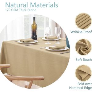Waterproof Faux Linen Rectangle Tablecloth 60x84 Inch Stain & Wrinkle Resistant Washable Decorative Fabric <b>Table</b> <b>Cover</b> - Product Image 2