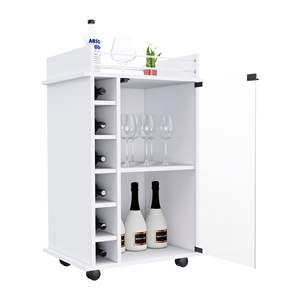 Huali sei-Built-In portabottiglie carrello Bar con porta In vetro quattro ruote due ripiani vino di conservazione e servizio Set - Product Image 2