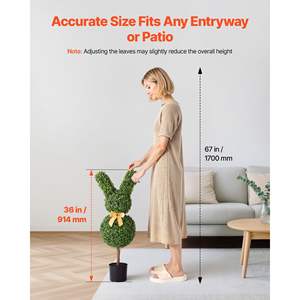 2 Juegos de Árboles de Bola de Boj Artificiales con Forma de Conejo de 36 Pulgadas, Fácil Montaje, Aspecto Realista de Seda Sintética para Decoración Interior/Exterior, Porche Delantero - Product Image 5