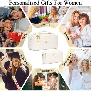 Set di Borse Organizer per Trucchi Personalizzate con Iniziali, Borsa Cosmetica da Viaggio Apribile con Scomparti Trasparenti per Donne e Ragazze, Regalo di Compleanno - Product Image 2