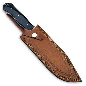 Survival Hunting Knife D2 Steel Fixed Blade with Partially Serrated <b>Edge</b>, Micarta Handle & Leather Sheath Handmade Camping Knife - Product Image 4