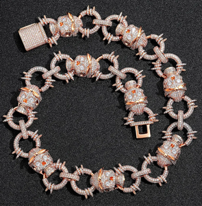 Iced Out <b>Skull</b> Chain Necklace Micro Pave Zircon Skeleton Pendant Link Chain Hip Hop Jewelry for Men Unisex - Product Image 3