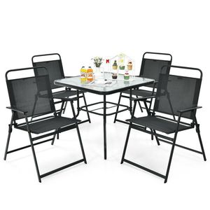 Set da Pranzo da Esterno a 6 Pezzi con Ombrellone per Giardino - Product Image 4
