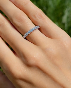 Round Brilliant Cut VVS Moissanite Diamond Engagement S925 Sterling <b>Silver</b> Moissanite <b>Eternity</b> Bands <b>Ring</b> - Product Image 2