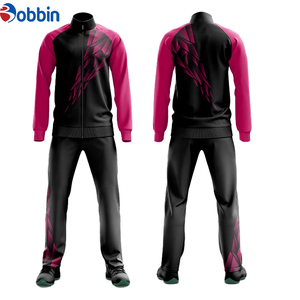 Conjunto Deportivo de Diseño Personalizado de Alta Calidad para Hombre, Chaqueta y Pantalones con Estampado Geométrico Negro y Rosa, Cierre Completo, Corte Regular, para Toda Temporada - Product Image 1