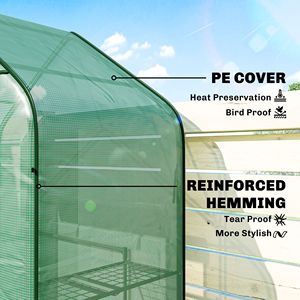 Serra Portatile da Esterno con 6 Ripiani e Copertura in PE Resistente ai Raggi UV, Stile Tradizionale Ecologico con Porta Avvolgibile Verde - Product Image 5