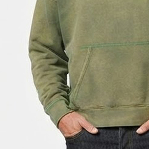 Sudadera con Capucha Verde Oliva para Hombre, Venta al Por Mayor, Personalizada, de Algodón French Terry, Informal, para Otoño, con Bolsillos, Corte Regular - Product Image 6