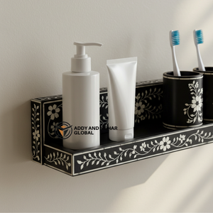 Handcrafted Plastic Four-Piece Eco-Friendly Easy Clean Bathroom Organizer <b>Set</b> Wall-Mounted Vanity Shelf <b>Soap</b> Dispenser - Product Image 5