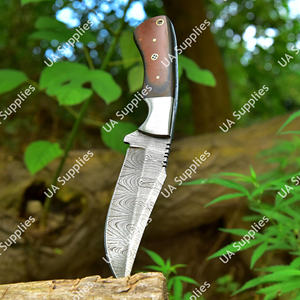 Couteau à lame fixe en acier Damas forgé à la main, personnalisable, pour la chasse, le camping et l'EDC, avec étui en cuir, vente en gros - Product Image 3