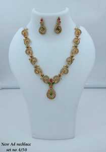 <b>Gold</b> Plated Geometric Kundan Pearl Necklace Earring <b>Set</b> Women's Wedding Jewelry Classic Style High Quality Third Party Certified - Product Image 1