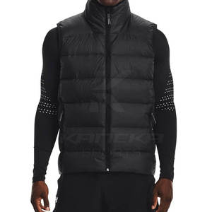 <b>Men's</b> <b>Black</b> Stand Collar Puffer <b>Vest</b> Zipper Closure Windproof Casual Winter Outerwear 100% Polyester - Product Image 3