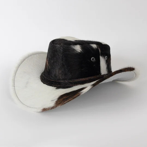 Sombrero de vaquero unisex de piel de vaca, ala ancha, informal, para adultos, de invierno, con forro de piel, 56-58 cm - Product Image 6