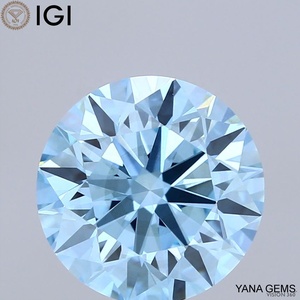 เพชร CVD ผลิตในห้องปฏิบัติการ 4.00 กะรัต ทรงกลม 10.20 มม. ได้รับการรับรองจาก IGI สีฟ้าสดใสแฟนซี ความสะอาดระดับ VS2 สำหรับแหวนสั่งทำพิเศษ - Product Image 1