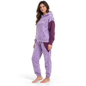 Conjunto Deportivo de Dos Piezas para Mujer, Estilo Vintage, Lavado Ácido, Sudadera y Pantalones Jogger, Tela Lavada, Tacto Suave, Corte Holgado, Ropa Casual Urbana - Product Image 6