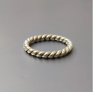 Simple Twisted 925 Sterling <b>Silver</b> <b>Ring</b> - Minimalist Rope Wire <b>Stacking</b> Band Dainty Everyday Jewelry - Product Image 2