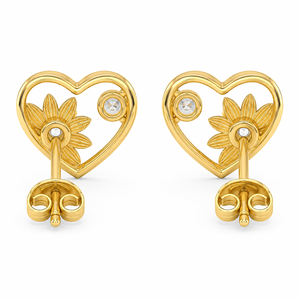 <b>Heart</b> Shape Vintage Diamond Stud <b>Earrings</b> Yellow Gold Rhodium Plated Brilliant Cut Women's Wedding Party Everyday Wear 10K 14K - Product Image 4
