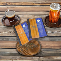 Porte-menu élégant et durable en cuir PU et bois, logo personnalisé, couverture rigide certifiée ISO, idéal pour les bars à vin, restaurants et hôtels.