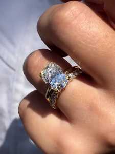 Custom Cushion Cut Lab Grown Diamond Bridal <b>Set</b> 14k <b>Gold</b> 4ct Hidden Halo Solitaire Engagement <b>Ring</b> Band Pair Women Classic <b>Rings</b> - Product Image 4